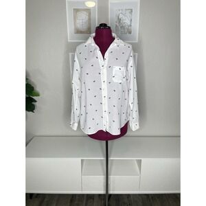 GRAYSON The Hero Shirt Women's 5 White Palm AOP Long Sleeve Button Up Cotton